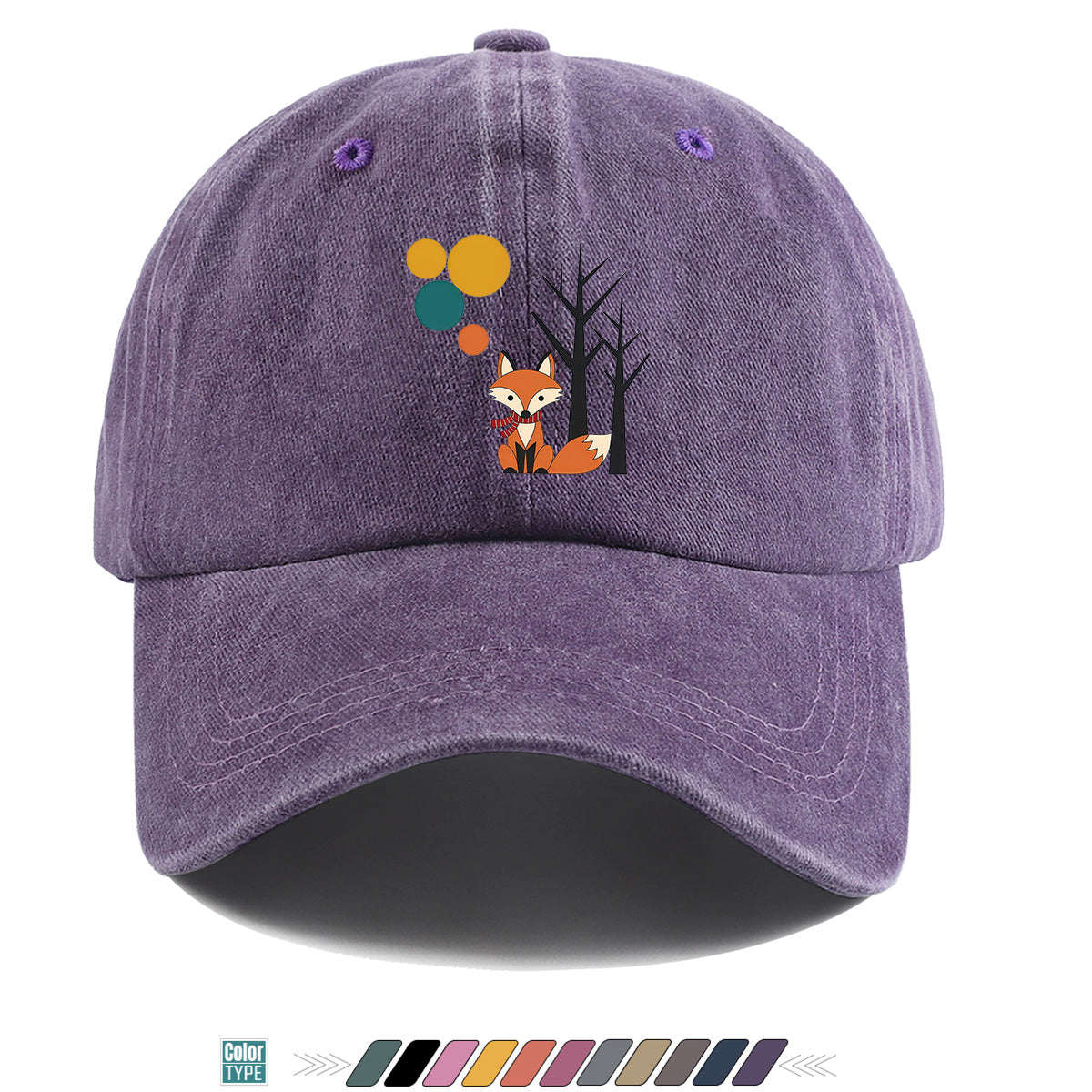 1pc Cartoon Fox Wearing Red Scarf Print Baseball Cap Colorful Geometric Background Sun Hat Fashionable And Beautiful Unisex Duck Tongue Cap Adjustable Size Casual Travel Hat Street Trendsetter Essential Suitable for Daily Wear, Shopping, Travel