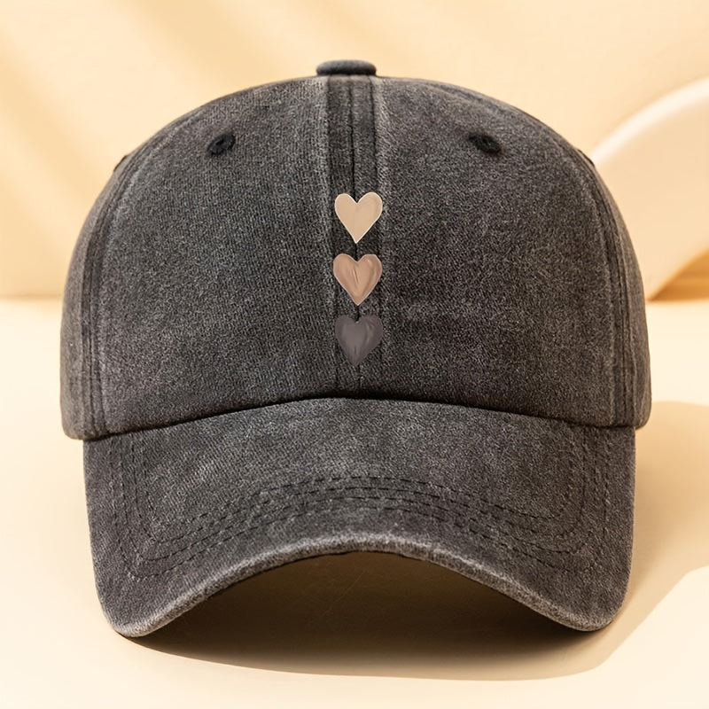 Three-Stripe Heart-Shaped Fashion Print Baseball Cap Multi-Functional Outdoor Casual Fisherman Hat