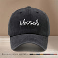 Blessed+ Text Pattern Baseball Cap, Relaxed Fit with Curved Brim for a Slimming Effect, Unisex Hip-Hop Style Curved Brim Hat, Lightweight and Comfortable Duckbill Cap for Vacations, Travel, Dinners, and Camping, Adjustable Size, Simple and  Six-Panel