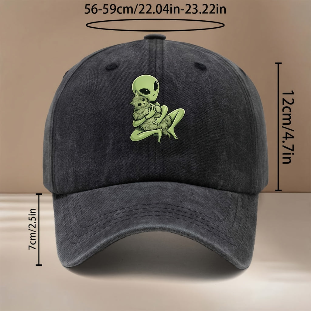 Alien Kitten Pattern Baseball Cap Comfortable Curved Brim Unisex Dad Hat Easy Hip-Hop Hat Fashion Outdoor Casual Hat All-Season Trucker Cap