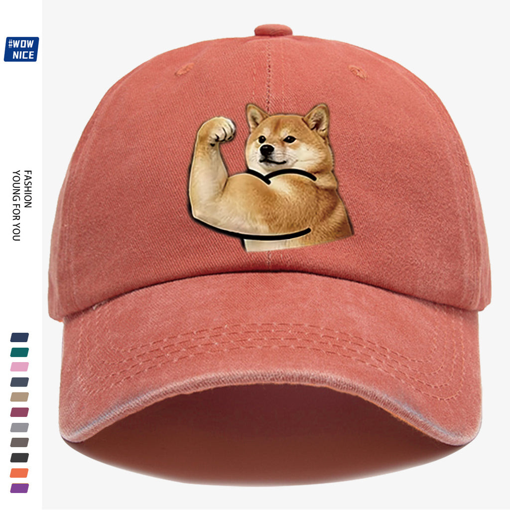 1pc Shiba Inu Muscle Arm Fun Print Baseball Cap Unisex Same Style Slimming Fashion Adjustable Size Street Trend Hat Daily Casual Hat Outdoor Hiking Hat Travel Outing Hat Party Styling Hat Versatile Duckbill Hat Festival Birthday Gift Ideal Choice Fo