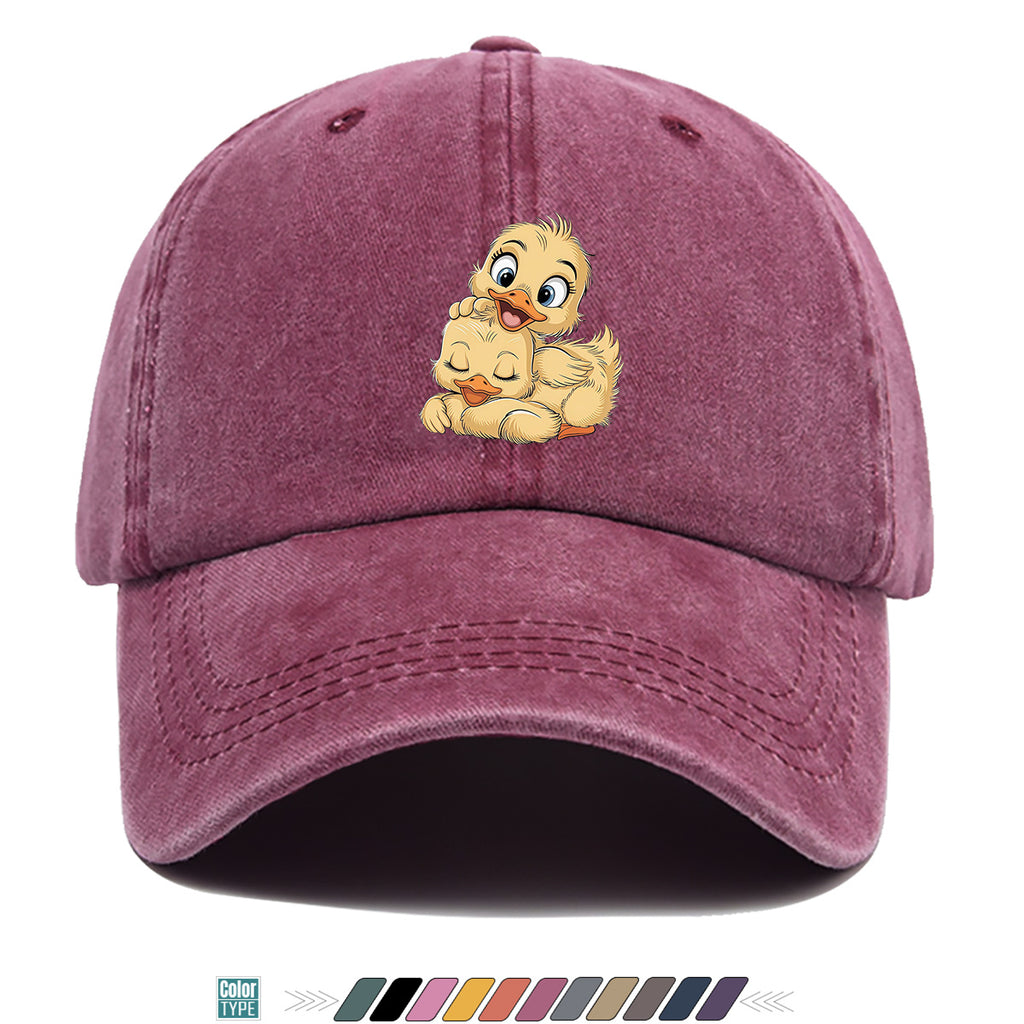1pc Cute Little Yellow Duck Print Baseball Cap, Adorable Cartoon Duck Pattern Sun Hat, Fashion Casual Sunshade Hat, Unisex Adjustable Duckbill Cap, Soft Breathable Hat, Outing Hat, Versatile Hat, Best Friend Shopping Hat, Outdoor Picnic Play Hat