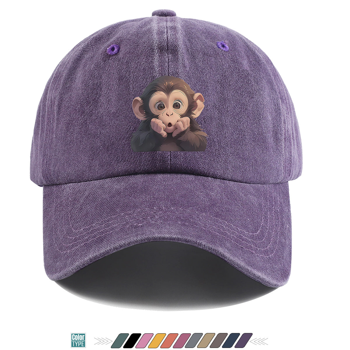1pc Chimpanzee Print Baseball Cap Suitable for Men & Women, Adjustable Unisex Hat with Chimpanzee Face, Breathable for Streetwear, Hip-Hop, Music Festivals, Skateboarding - Trendy, Daily Commute & Outfits