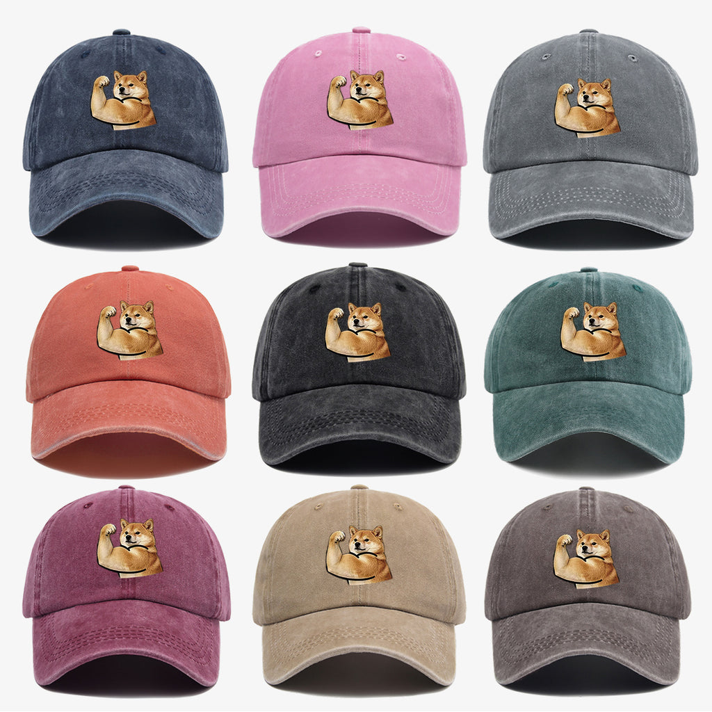 1pc Shiba Inu Muscle Arm Fun Print Baseball Cap Unisex Same Style Slimming Fashion Adjustable Size Street Trend Hat Daily Casual Hat Outdoor Hiking Hat Travel Outing Hat Party Styling Hat Versatile Duckbill Hat Festival Birthday Gift Ideal Choice Fo