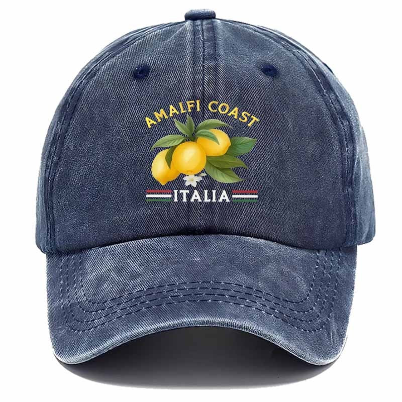 Stylish  Cap Featuring National Flag Stripes Accented with Lemon Leaf Motifs-A Must-Have for Beach Vacations.
