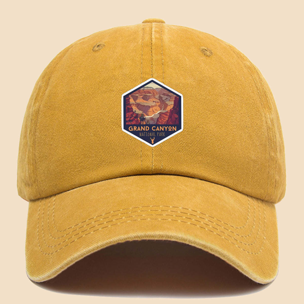 1pc Polyester Material Brightly Colored Grand Canyon National Park Minimalist Theme Design Printed Baseball Cap. Urban Casual Headwear. Black Papa Trucker Hat. Solid Color Minimalist Retro Soft-Top Curved Brim Dad Hat. Adjustable Size. Unisex Music