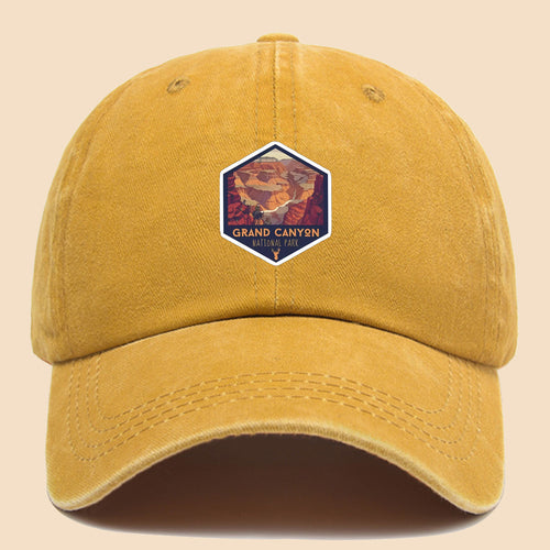 1pc Polyester Material Brightly Colored Grand Canyon National Park Minimalist Theme Design Printed Baseball Cap. Urban Casual Headwear. Black Papa Trucker Hat. Solid Color Minimalist Retro Soft-Top Curved Brim Dad Hat. Adjustable Size. Unisex Music