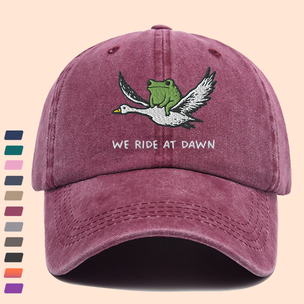 1pc Frog Riding a Goose Printed Flat Print Baseball Cap, Slimming When Worn. Stylish and Unique, Adjustable Size, Suitable for Both Men and Women. Ideal for Outdoor Activities, Vacations, Parties, Cycling, Daily Outings, or as a Holiday Gift.