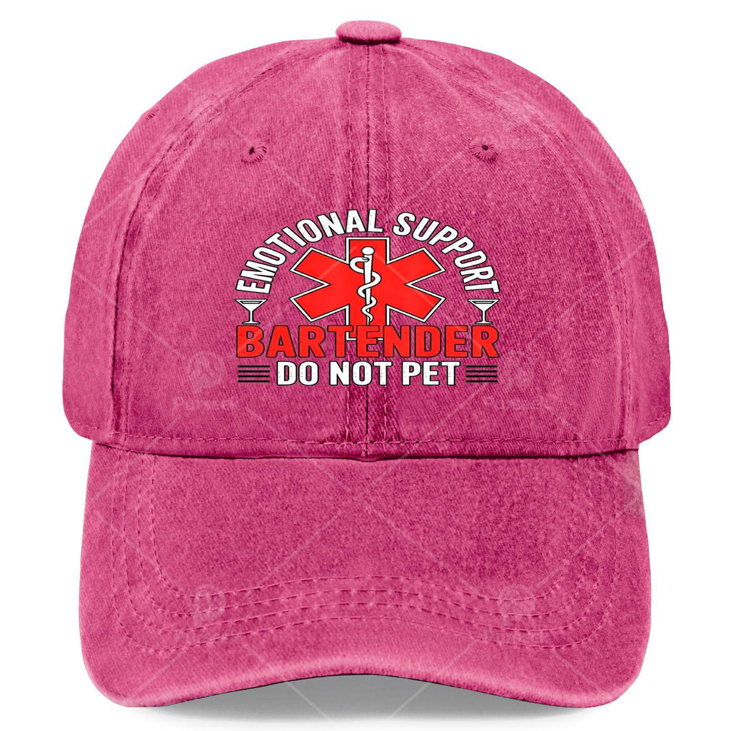 Emotional Support Bartender Do Not Pet Hat - Unisex Retro Full-Body Print with "Do Not Pet" Bartender, Lightweight for Events & Themed Parties (Christmas, 4th) - Hand Washable Round Top Hat