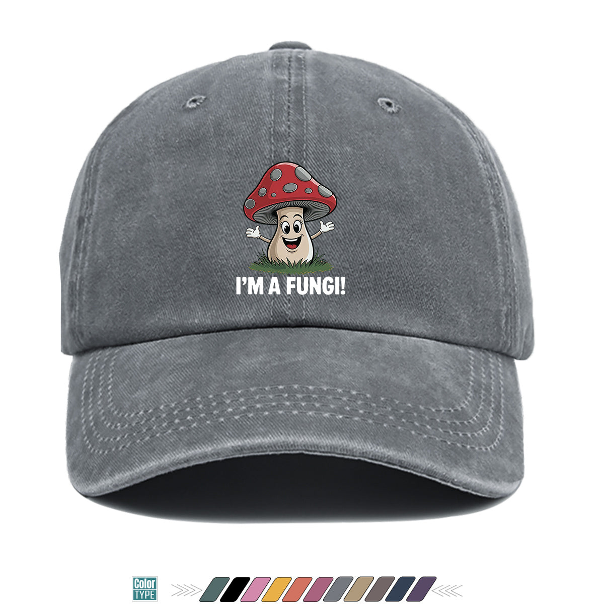 1pc Cartoon Mushroom Joyful Face Print Baseball Cap, Cute Red Mushroom with Gray Dots Hat, Comfortable and Breathable Sun Hat, Stylish, Fun, and Unique, Unisex Adjustable Baseball Cap, Casual Hat, Couple's Outing Hat, Suitable for Daily Shopping