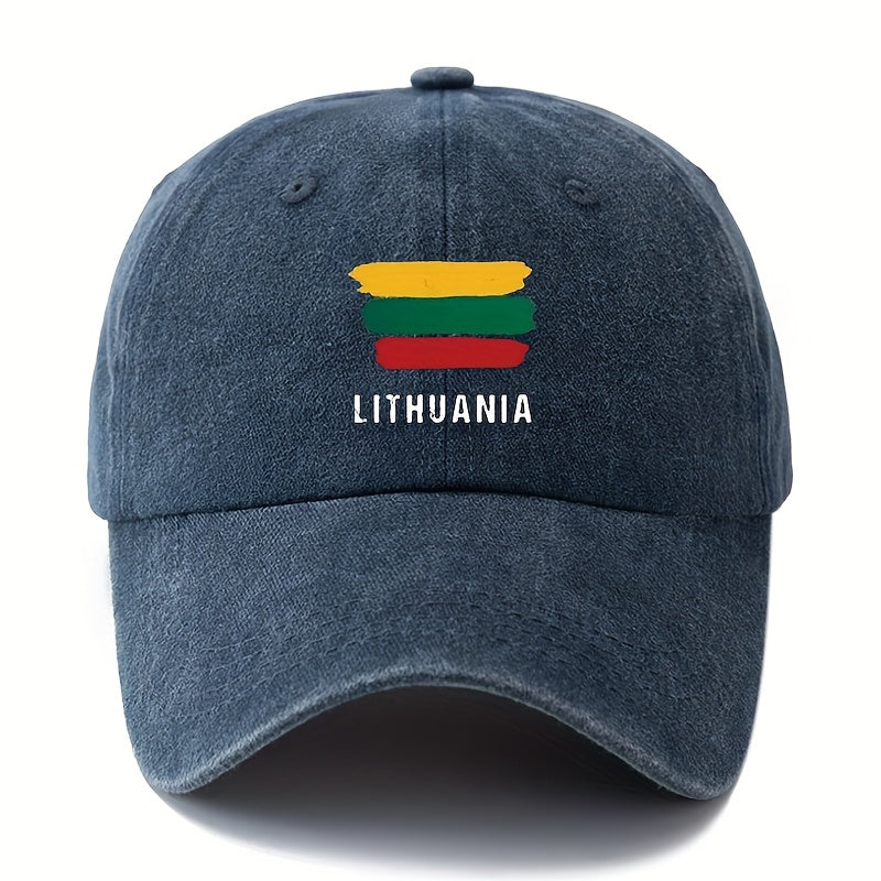 MAKEFGE Baseball Cap - Lightweight Vintage Washed Truck Driver Hat with LIYHUANIA Letters, Unisex Outdoor Camping, Travel Hat in Black/, for Men & Women (Multi-Color Options), Casual Headwear, Curved Brim Design, Rugged Texture