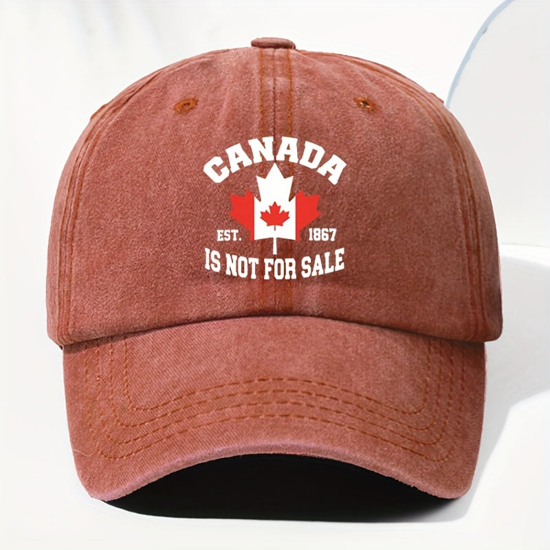Unisex Canadian CANADA Maple Leaf Print Washed Vintage Baseball Cap, Fashionable Sun Outdoor Hat for Men and Women, Adjustable Trucker Hat Suitable for All Seasons and Daily Wear