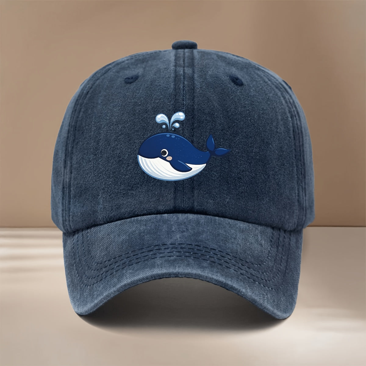This Is a Baseball Cap with a Whale Spouting Water Graphic Print. It Is a , Lightweight, and Adjustable Casual Hat Suitable for Both Men and Women. This Stylish and Trendy Snapback Cap Is Perfect for Outdoor Sports, Dinners, Camping, and Other