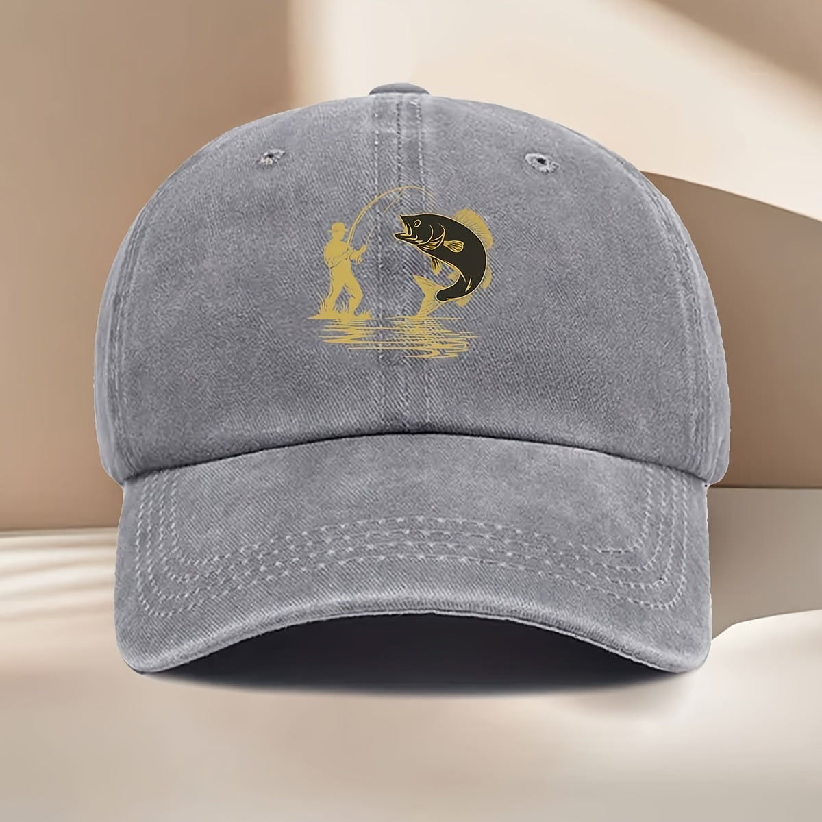 Fishing-Themed Baseball Cap with Curved Brim & Suitable for All- Wear - Sporty Outdoor Hat for Fishing Trips, Daily Use, Parties - Print, Comfortable for Casual and Formal Occasions (No Revision Request)