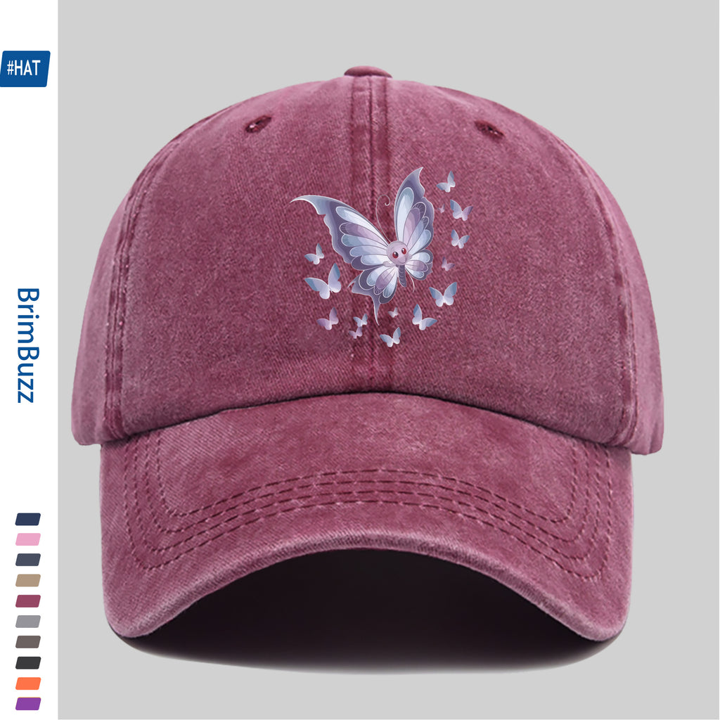 1 Butterfly Print Trucker Hat, Suitable for Travel, Outdoor Activities, and Daily Wear- Adjustable Snapback Hat with Butterfly Pattern, Lightweight and Unisex, Vintage Baseball Cap, Suitable for the Beach, Cycling, Parties, and Casual Wear(hand Was