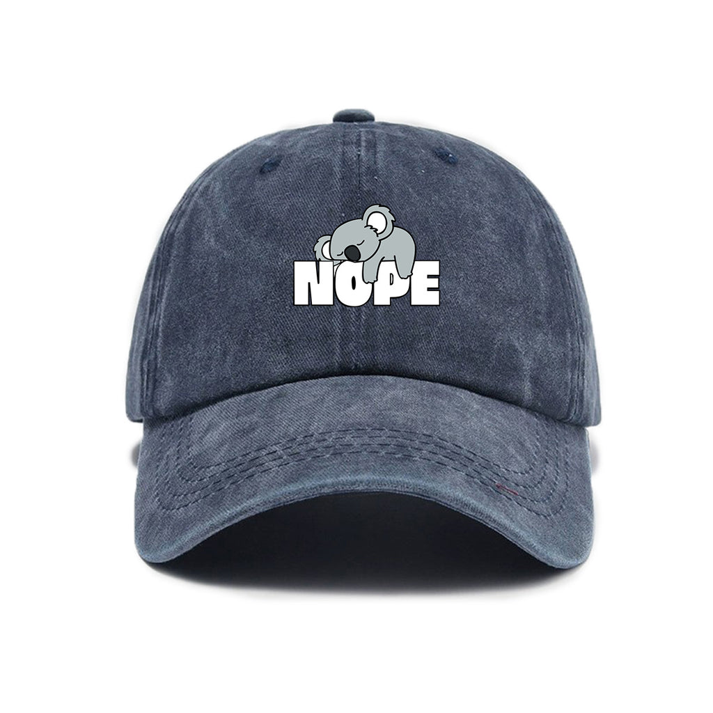 Washed Distressed Printed Baseball Cap Adult Cute Cartoon Koala Letter Print Distressed Soft Top Baseball Cap Unisex Sun Hat