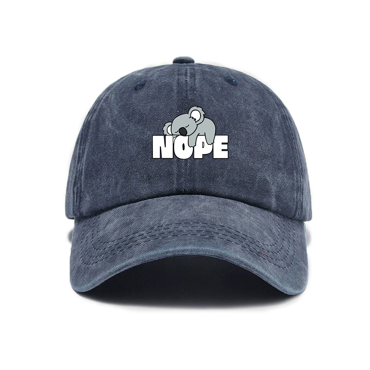 Washed Distressed Printed Baseball Cap Adult Cute Cartoon Koala Letter Print Distressed Soft Top Baseball Cap Unisex Sun Hat