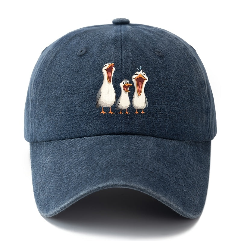Unisex Fashionable And Versatile Printed Cartoon White Stork Baseball Cap, Classic Vintage Washed Outdoor Lightweight Curved-Brim Hat, Trucker Baseball Cap, Suitable for Outdoor Vacations, Travel, Camping, And Other Casual Occasions, Holiday Party