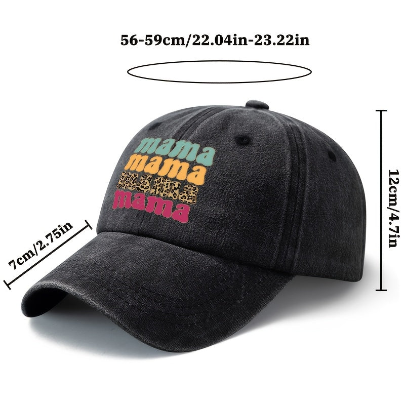 Unisex Fashion Versatile Printed Mama Cartoon Letter Baseball Cap, Classic Retro Washed Outdoor Lightweight Curved Brim Hat, Trucker Cap, Suitable for Outdoor Vacation Travel Camping And Casual Occasions, Holiday Party Hip-Hop Hat