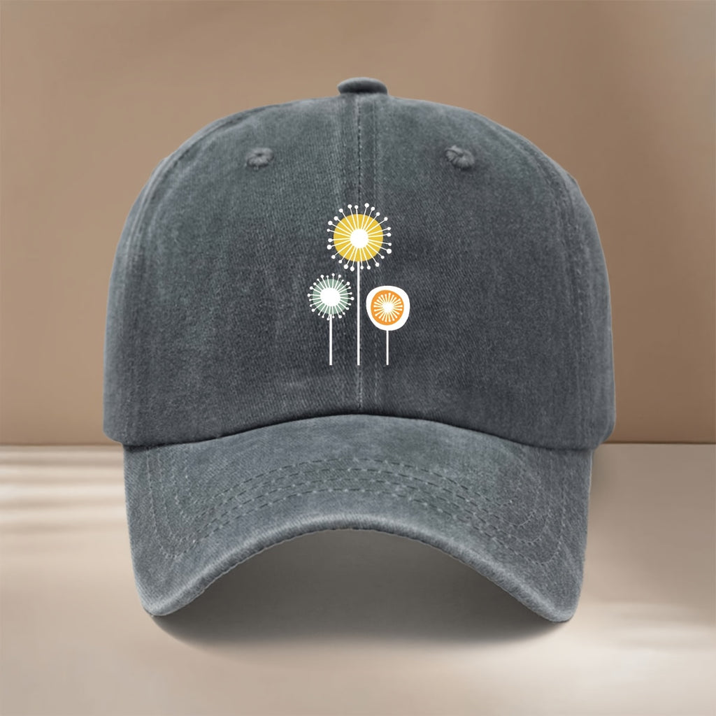 This Is a Dandelion-printed Baseball Cap, a Lightweight and  Casual Hat Suitable for Sports Events and Cheering. It Features a Hip-hop Style with a Relaxed Fit, and Is Available in a Unisex Design. This Six-panel Cap Is Adjustable in Size