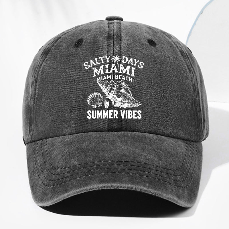 Unisex Seashell Print Washed Vintage Baseball Cap Fashion Men Women Sun Hat Adjustable Size Trucker Cap Suitable for All Seasons Daily Wear