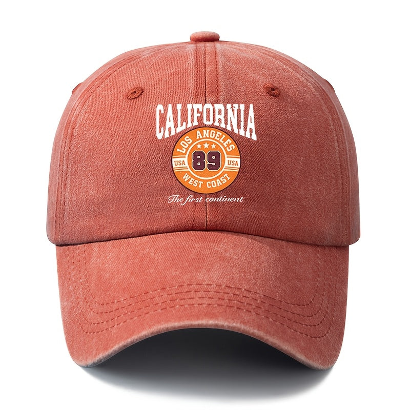 A Unisex Fashionable and Versatile Printed CALIFORNIA Baseball Cap, Featuring a Classic Vintage Washed Lightweight Curved-brim Design. Suitable for Outdoor Vacations, Travel, Camping, and Other Casual Occasions. Also Ideal as a Hip-hop Hat