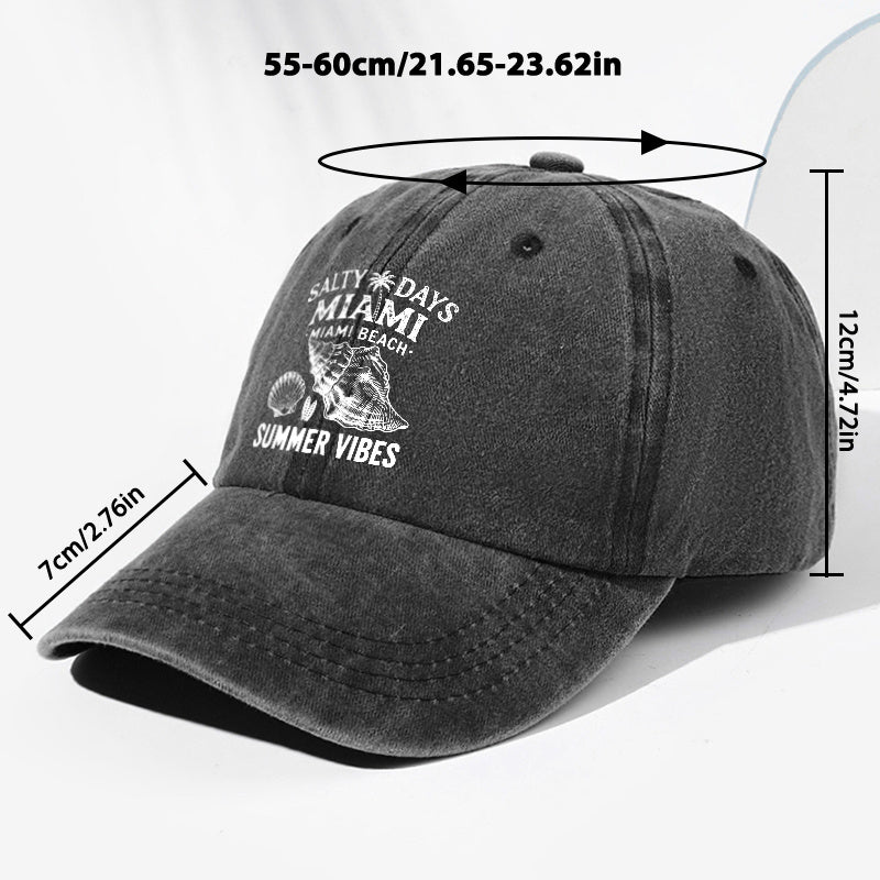 Unisex Seashell Print Washed Vintage Baseball Cap Fashion Men Women Sun Hat Adjustable Size Trucker Cap Suitable for All Seasons Daily Wear