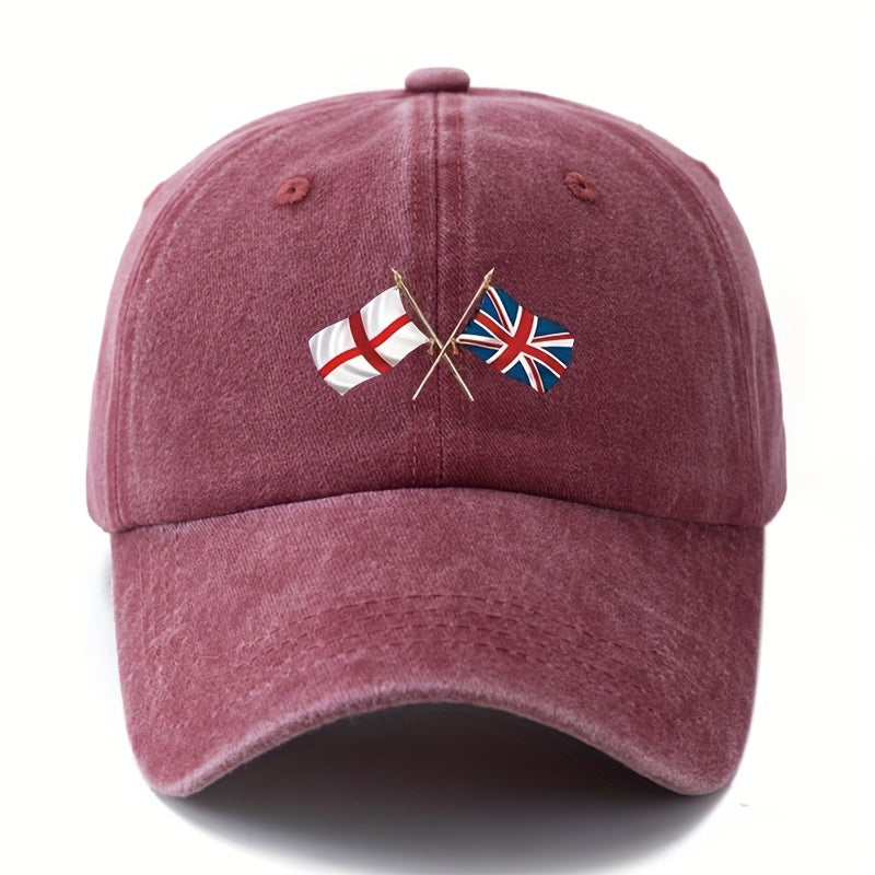 Stylish And Adaptable Printed Baseball Cap Featuring The England Union Jack, a Classic Retro Lightweight Hat Ideal for Truck Drivers