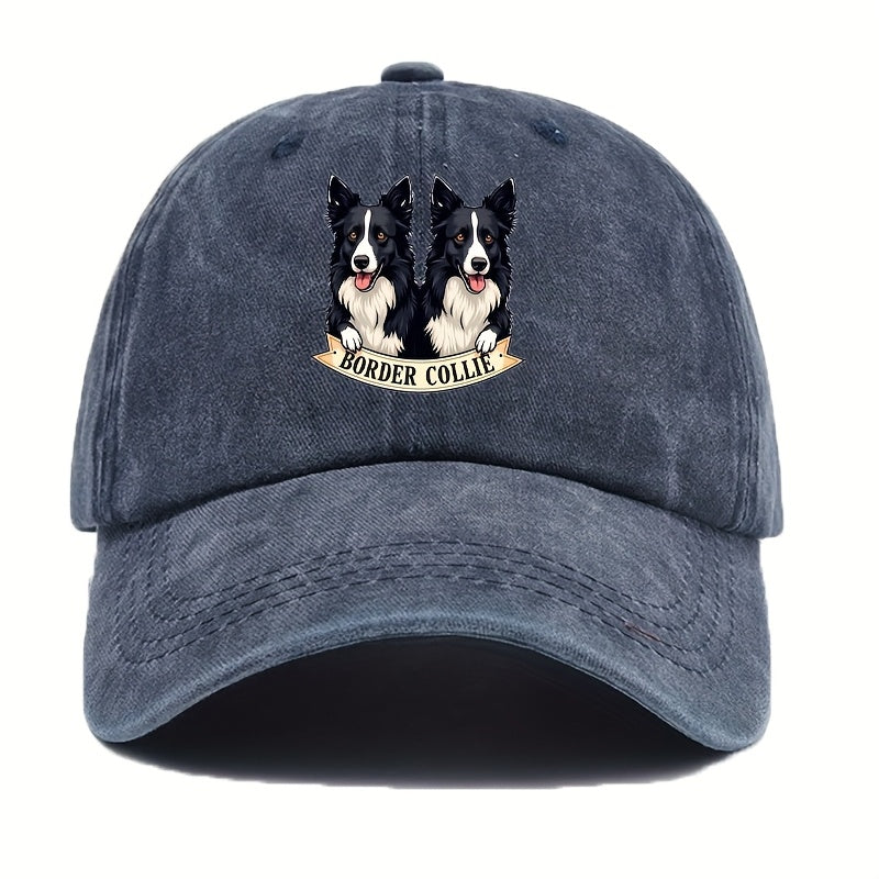 Cute Border Collie Pattern Adjustable Baseball Cap | Lightweight, Comfortable, Snapback, Wide Color Selection, Perfect Gift for Dog Lovers
