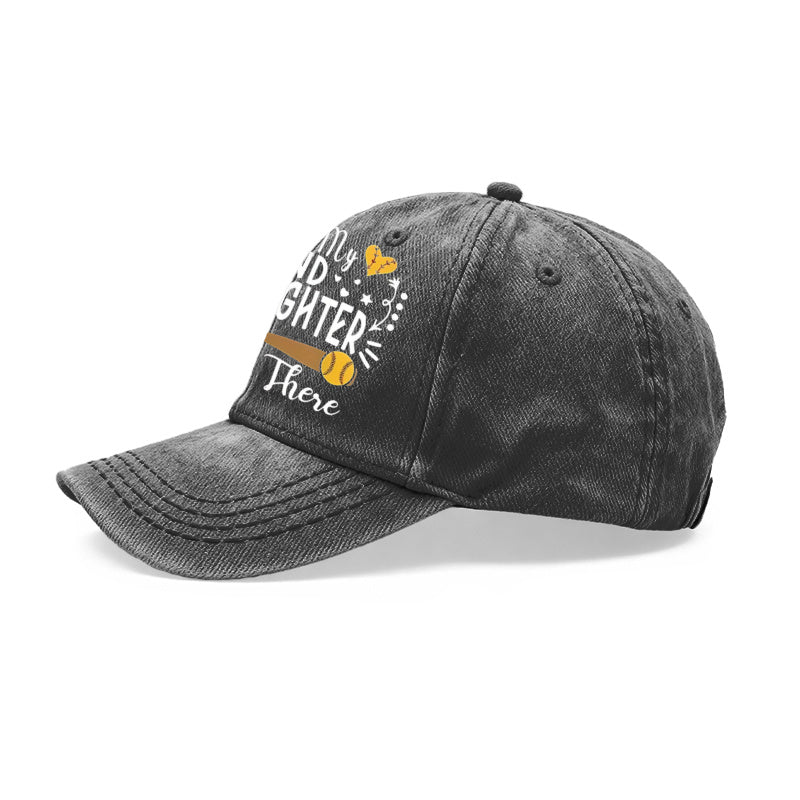 1pc Vintage Washed Unisex Baseball Caps, That' S My Granddaughter Out There, Softball Design Print, Adjustable, Suitable for Outdoor Activities And Casual Wear, Gifts for Men And Women, Friends