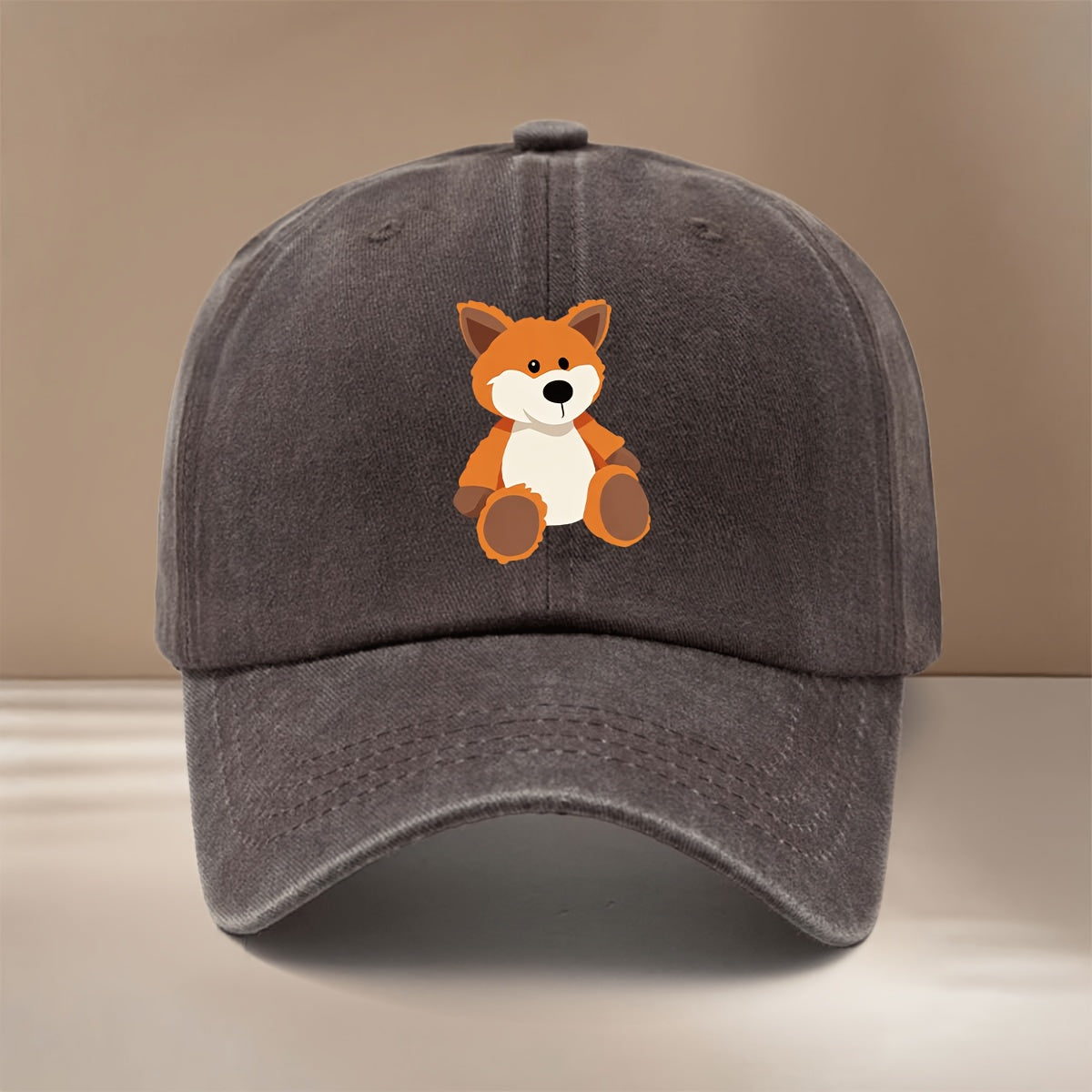 This Is a Lightweight And Fashionable Adjustable Size Baseball Cap with Cute Fox Pattern, Unisex Casual Easy Curved Brim Hat for Outdoor Sports, Dining, Camping, Comfortable Trendy Hip-Hop Cap, Sports Event Support Style, Versatile Six-Panel Hat