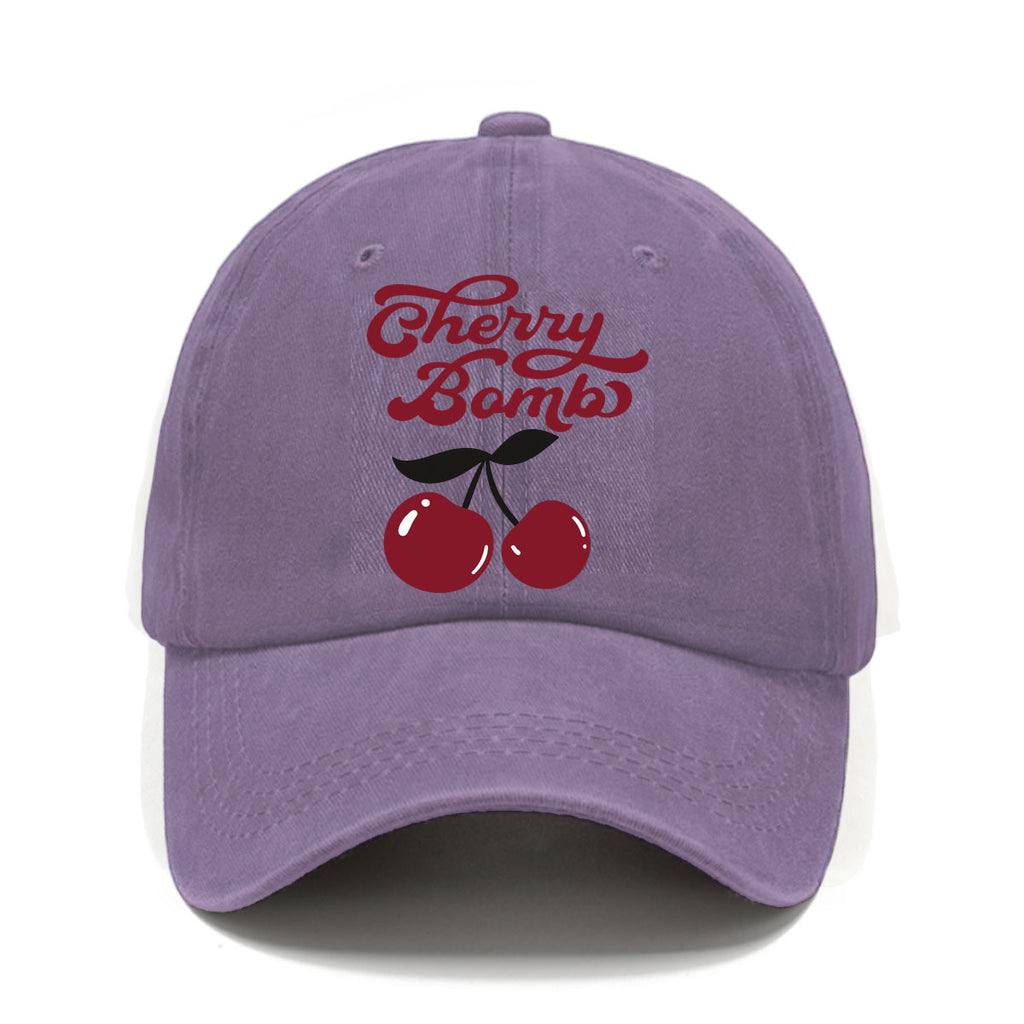 Vintage Cherry Bomb Print Washed Baseball Cap, a Fresh Retro-Style Men'S Hat, Suitable for Spring And Summer Casual Wear, Versatile Hat, Comfortable And Breathable, Perfect for Outdoor Use, Matching Outfits