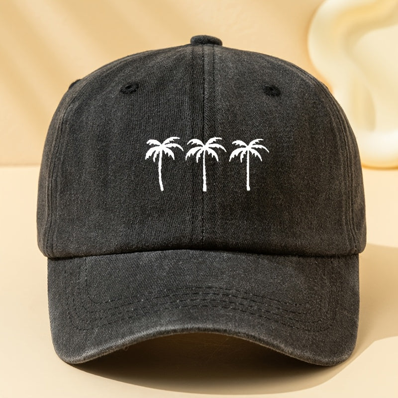 Summer New Trendy Brand Coconut Tree Print Baseball Cap Men's Casual Versatile Duckbill Cap Breathable Outdoor Sports Cap Father's Day Gift for Dad Husband Practical Goodies