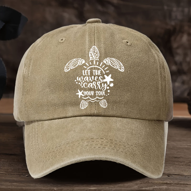 Marine-Themed Cap, 'Allow The Waves to Guide You' - Stylish And Adjustable, Inspired by Sea Turtles And Ocean Motifs, Perfect for Outdoor Activities, Fishing, And Everyday Use, Fishing Headgear