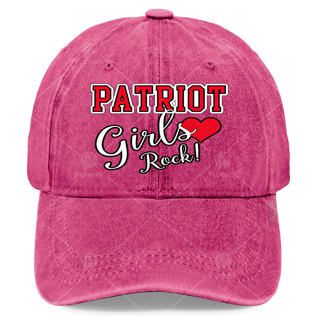 Patriots Girls Rock Cute Heart Baseball Hat Unisex Vintage Washed Distressed