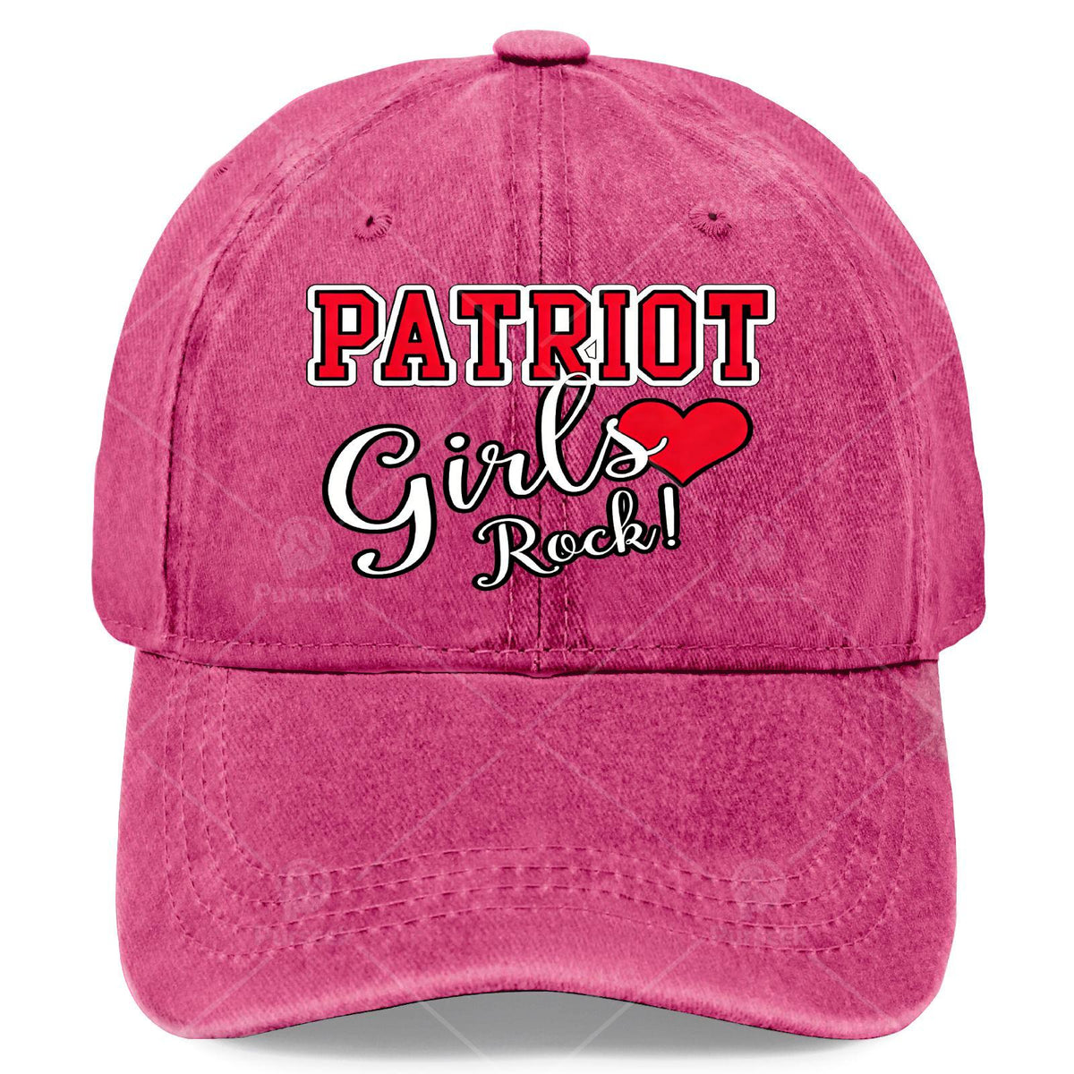 Patriots Girls Rock Cute Heart Baseball Hat Unisex Vintage Washed Distressed