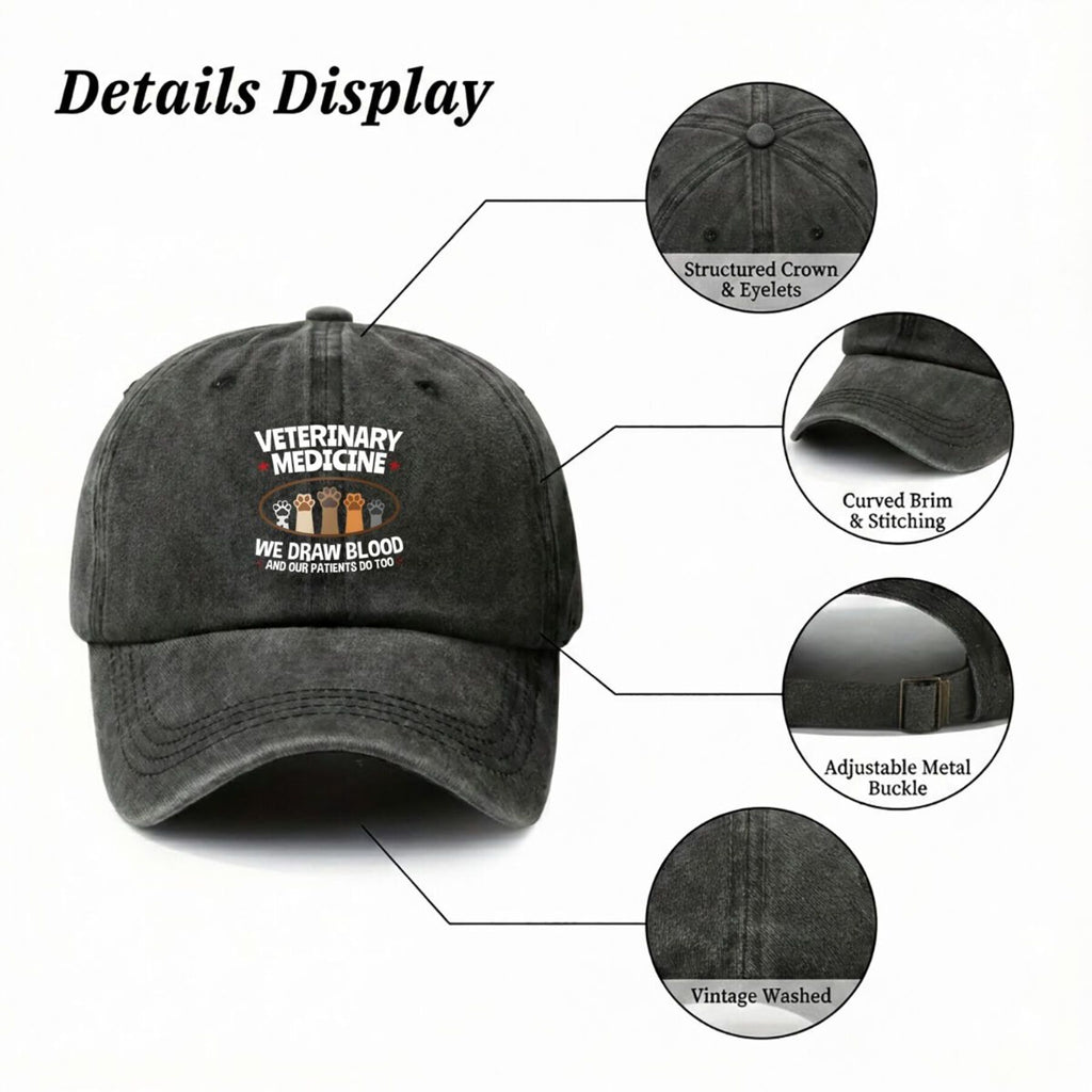 Veterinary Medicine Vet Tech Trendy Dad Hat with Soft Top Design, Street Culture Baseball Cap, Soft Fabric, Breathable and Comfortable, Outdoor Sports Sunshade Driving Hat