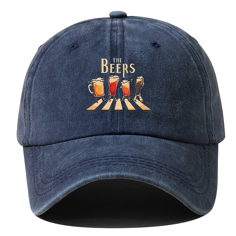 Men'S Fishing Hat Curved Brim Baseball Cap Fashion Printed Casual Soft Top Adjustable Vintage Washed Hip-Hop Fisherman Hat
