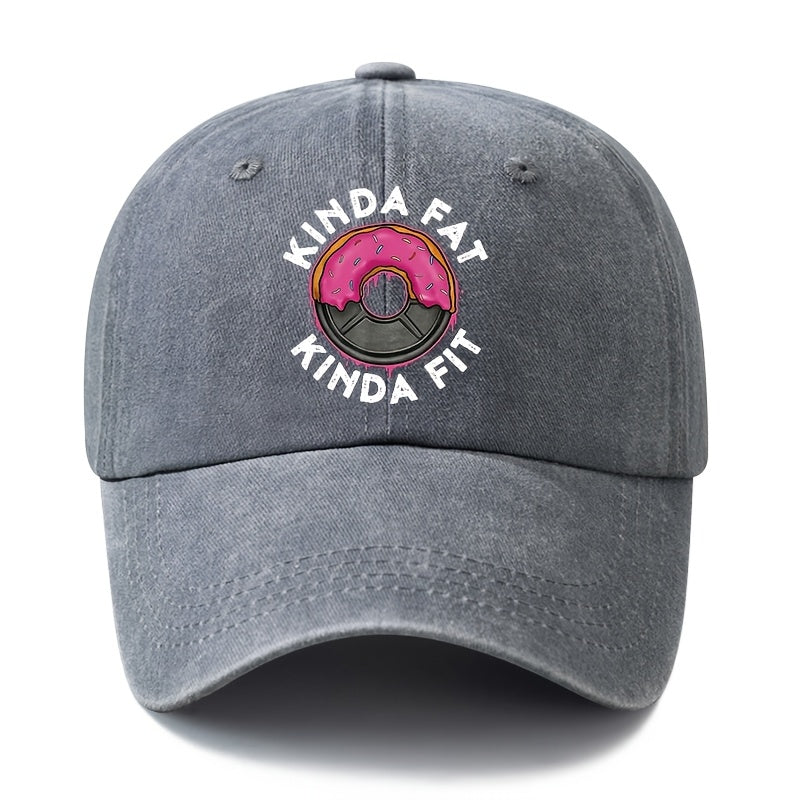 A Unisex Fashionable and Versatile Printed Donut Barbell Baseball Cap, Featuring a Classic Vintage Washed Outdoor Lightweight Curved Brim. This Trucker Baseball Cap Is Suitable for Casual Occasions Such as Outdoor Vacations, Travel, and Camping