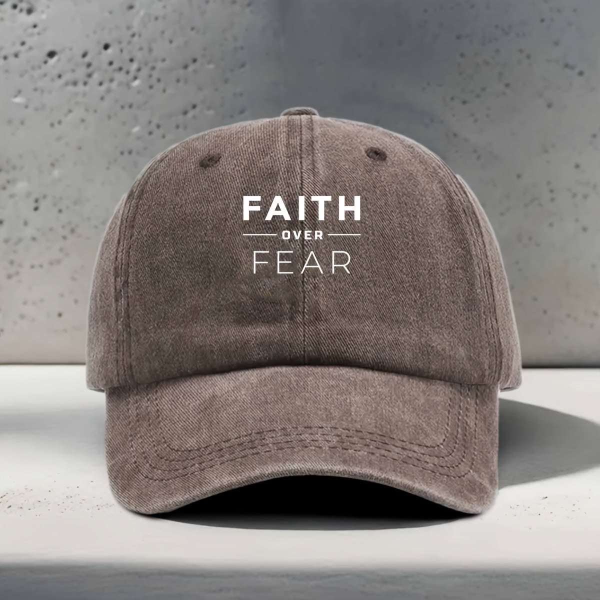 Women'S Baseball Cap with English Print FAITH OVER FEAR Inspirational Slogan, Casual Fashion Individual All-Match Street Trendy Unisex Duckbill Hat, Daily Commuting Outdoor Sports Fitness Yoga