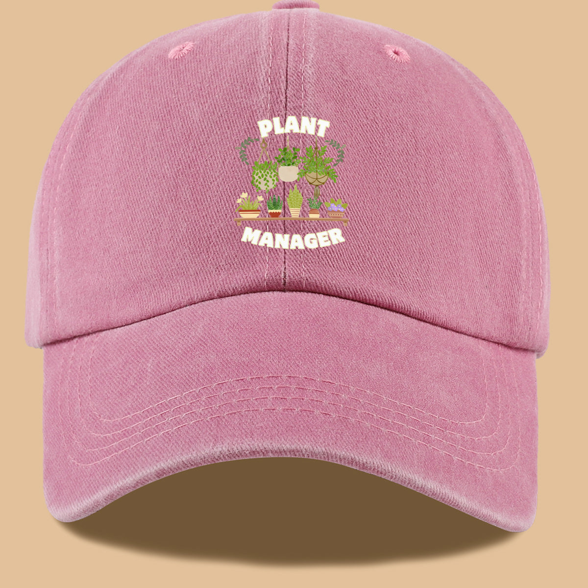 1pc "PLANT MANAGER" Plant-Themed Printed Baseball Cap, Cute Greenery Pattern Sun Hat, Fashionable Fresh Aesthetic Unisex Cap, Adjustable Size Gardening Enthusiast Essential Hat, Office Desktop Plant Lover Hat, Suitable for Outdoor Gardening