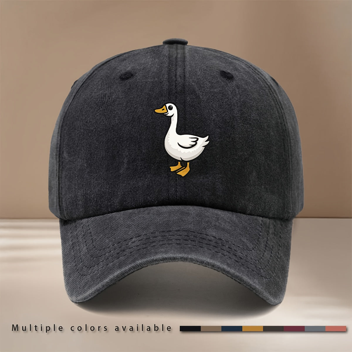 This Is a Baseball Cap Featuring a Flat Design of a Cartoon Goose, Suitable for All Seasons with an Adjustable Size. It'S a Trendy, Lightweight Duckbill Hat for Both Men And Women, Perfect for Outdoor Sports, Gatherings