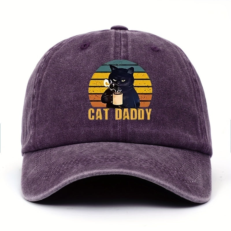 COFFE CAT DADDY Rainbow Pattern Print Adjustable Washed Men'S Baseball Cap Outdoor Fishing Dad Hat