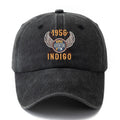 A Unisex Fashionable and Versatile 1956 INDIGO Printed Baseball Cap, Featuring a Classic Vintage Washed Outdoor Lightweight Curved Brim. This Trucker Baseball Cap Is Suitable for Casual Occasions Such as Outdoor Vacations, Travel, and Camping