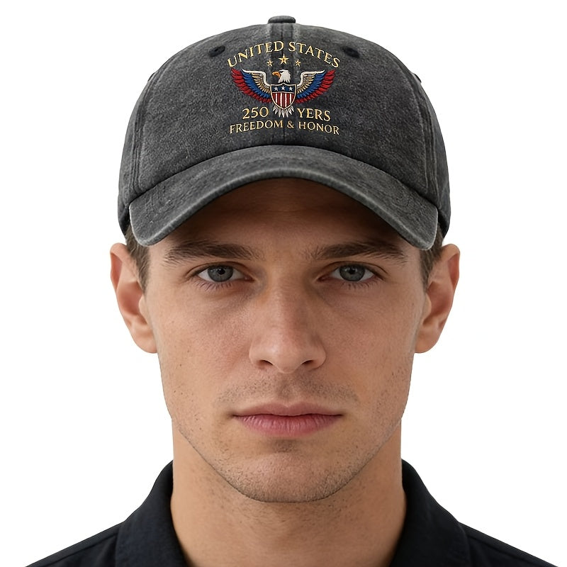 A Unisex Fashionable and Versatile Printed UNITED STATES Eagle Baseball Cap, Featuring a Classic Vintage Washed Outdoor Lightweight Curved Brim. This Trucker Baseball Cap Is Suitable for Casual Occasions Such as Outdoor Vacations