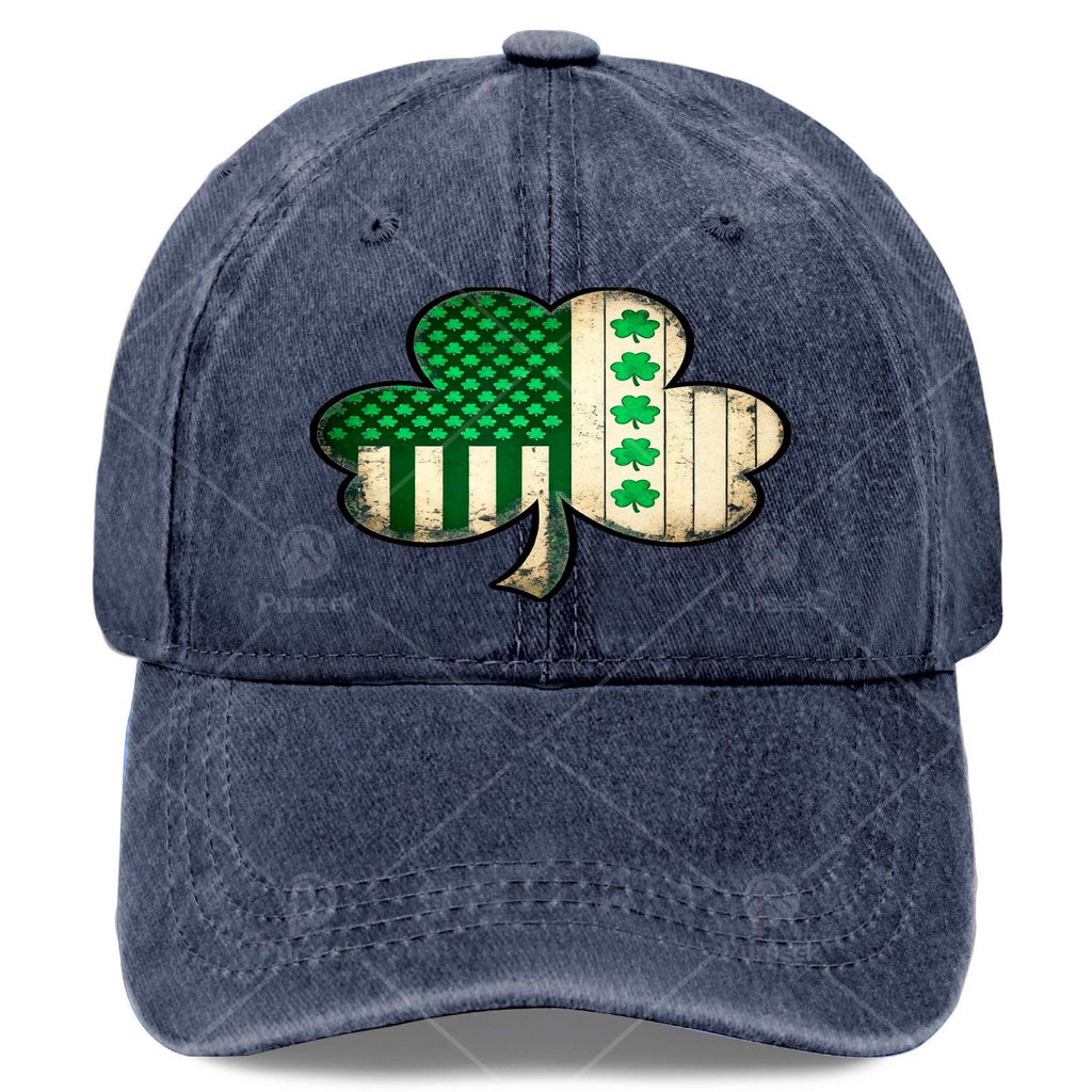 US American Flag with Shamrocks for St Patricks Day Baseball Hat Unisex