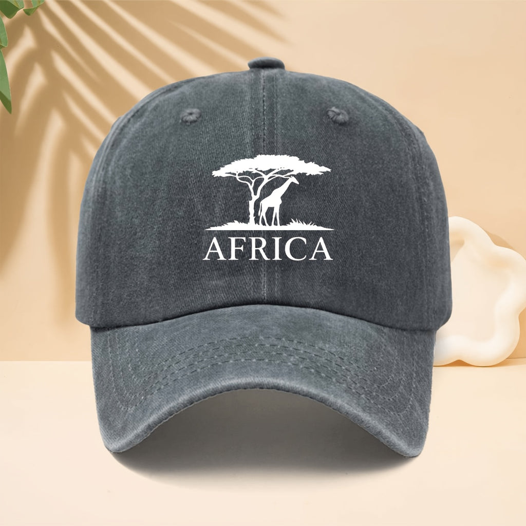 Men' & Women' Africa Trucker Hat with AFRICA Print & African Savanna Wildlife Design - Adjustable Duckbill Cap, Soft Top Suitable for Outdoor Travel, Casual Wear, Parties, Durable Unisex for All-Season (Neutral Style)