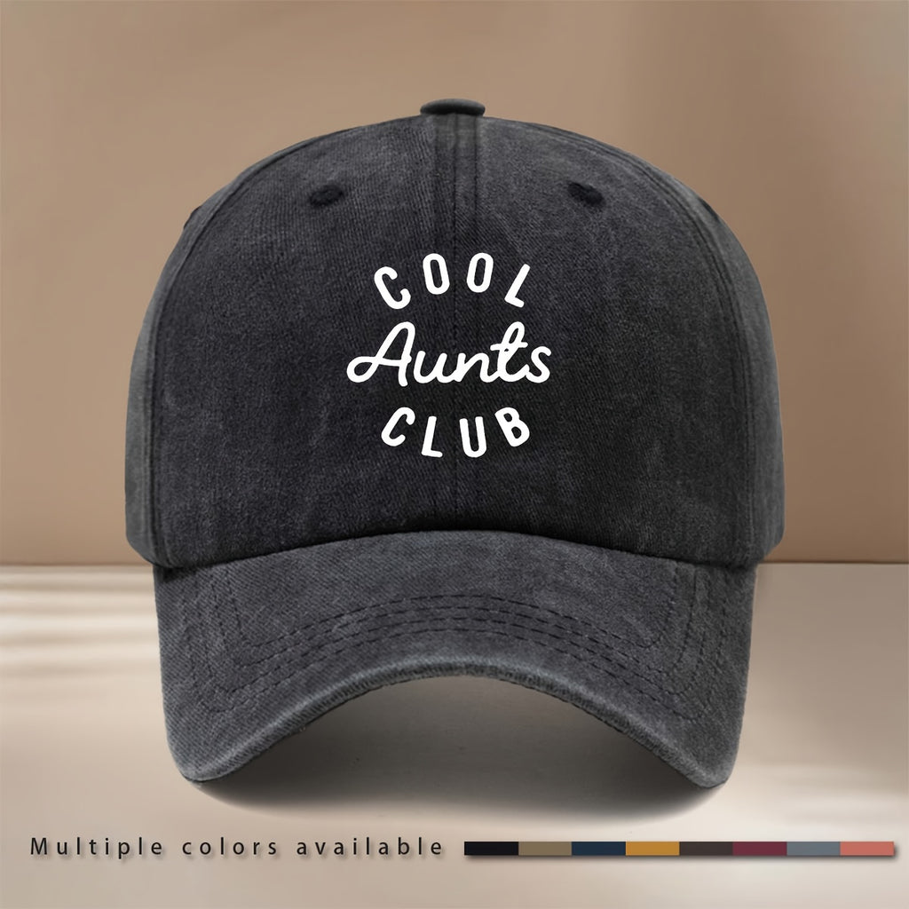 Aunts Cool Club Letter Pattern Baseball Cap Lightweight Fashion Hip-Hop Hat Unisex 6-Panel Cap for Friends' Gatherings, Camping, Comfortable Textured Style, Versatile Duckbill Cap Casual Trendy All-Season Adjustable Size Trucker Hat