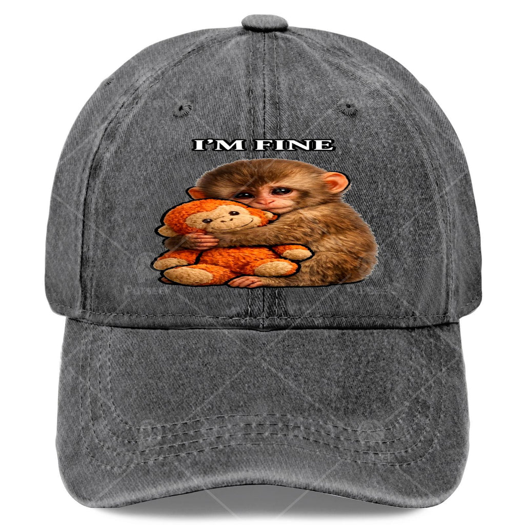 Punchs Monkey Retro Baseball Suitable for & - Lightweight Full-Body Punchs Monkey Print Hat, Round with Iconic Monkey, Hand Washable for Christmas, Events, Casual Wear - Unisex & Fashion Accessory