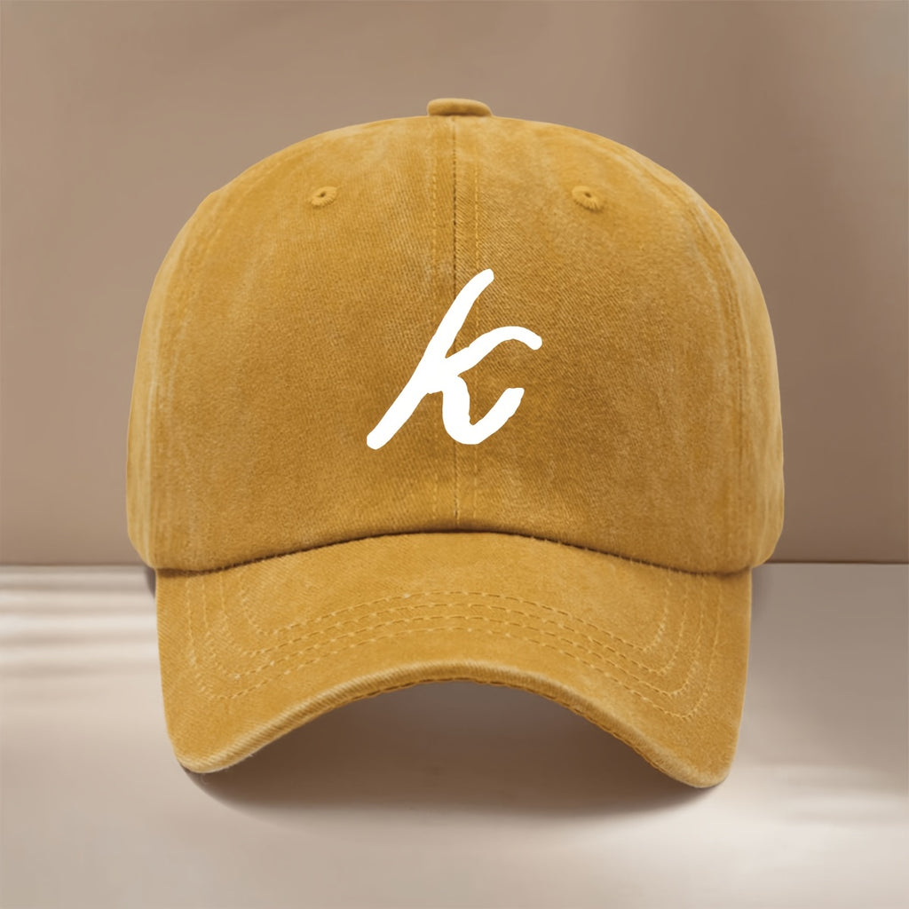 This Is a Comfortable And Trendy Baseball Cap Featuring a Handwritten Letter 'K' Design. It Has an Adjustable Size And Is Suitable for Both Men And Women. The Easy And Lightweight Curved-Brim Hat Is Perfect for Outdoor Sports, Gatherings